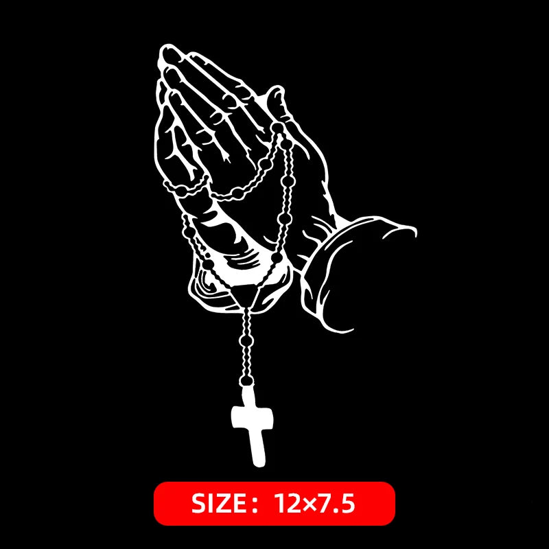 Holy Prayer Gesture Crucifix Style Motorcycle Sticker Motorcycle Fuel Tank Decorative Stickers Pray Safe Driving Sticker for Car