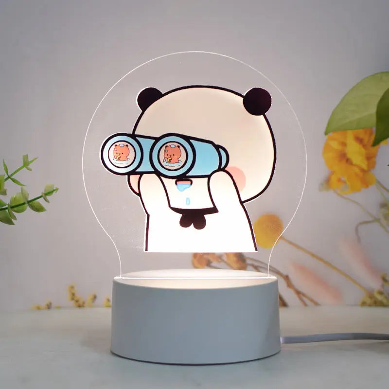 Bubu Dudu Led Night Light Remote Control Bear Panda Figures Lamp USB 16 Colors Adjustable Cartoon Home Decorative Christmas Gift